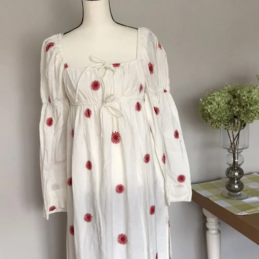 Free People Emory Embroidered Midi Mxi Dress size S